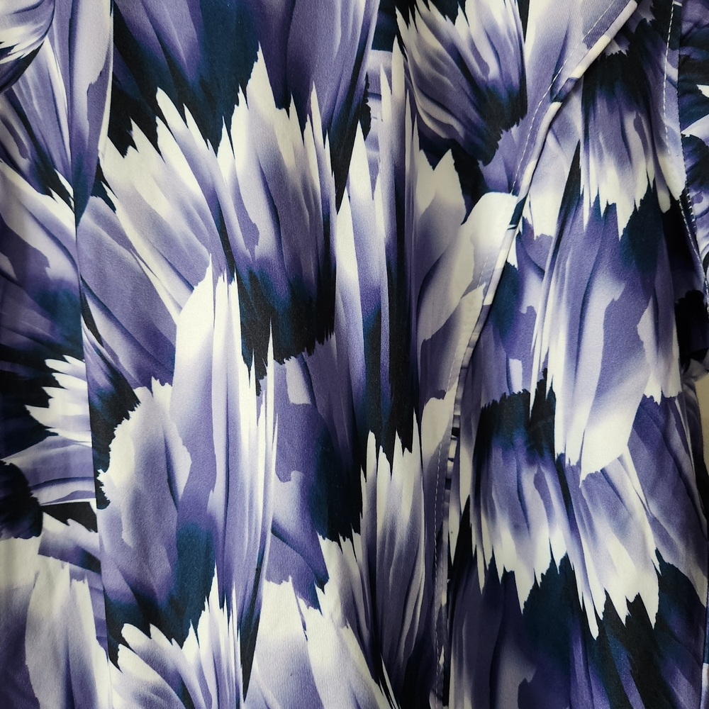 Christopher & Banks Purple and White Floral-Print Long Sleeve Top - Picture 3 of 4